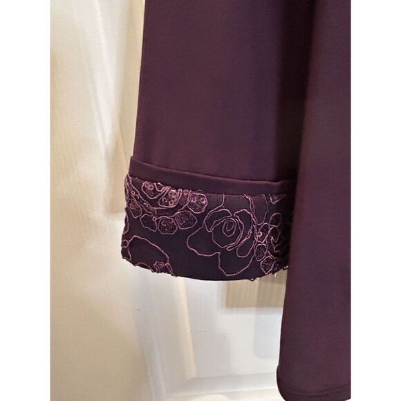 Maya Brooke 3/4 Sleeve Sequin Embroidered Jacket and Dress Eggplant Paisley - Picture 6 of 9